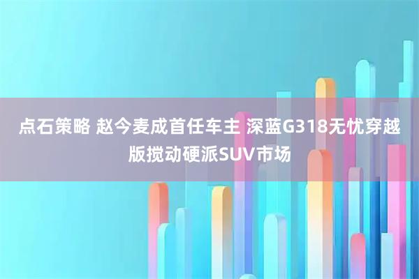 点石策略 赵今麦成首任车主 深蓝G318无忧穿越版搅动硬派SUV市场